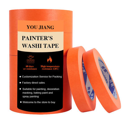 Anti UV 60 dagen Oranje rubber kleefband met hoge viscositeit Washi maskerband