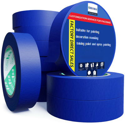 UV-resistentie 14 dagen Geen residu Kleefstof Crepe papier Blauwe verfverfverf maskerband voor automobielverf